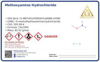 Methoxyamine hydrochloride (CAS 593-56-6), CAS 593-56-6 — chemical product label