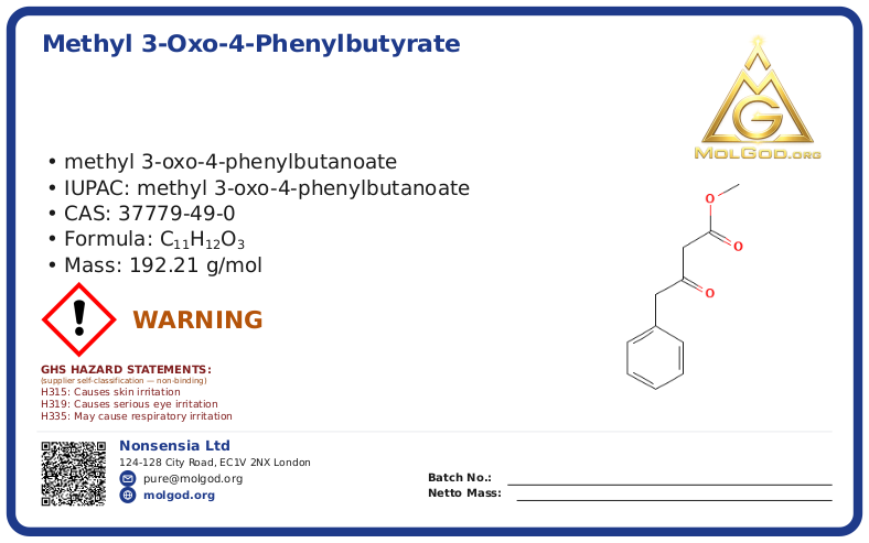 Methyl 3-Oxo-4-phenylbutyrate (CAS 37779-49-0) — Beijing Tong Guang, CAS 37779-49-0 — chemical product label