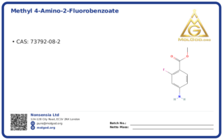 Methyl 4-amino-2-fluorobenzoate (CAS 73792-08-2), CAS 73792-08-2 — chemical product label