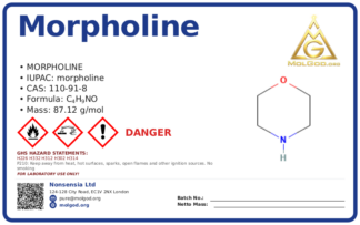 Morpholine (CAS 110-91-8), CAS 110-91-8 — chemical product label