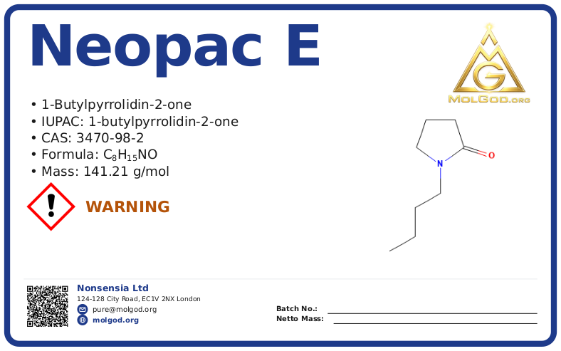 NeoPac E (CAS 3470-98-2), CAS 3470-98-2 — chemical product label