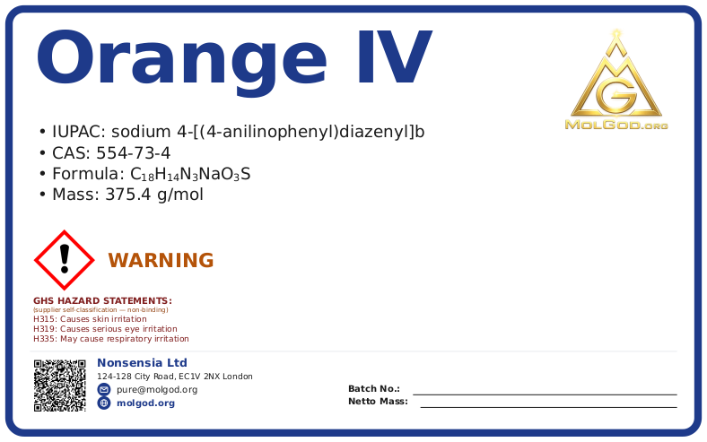 Orange Ⅳ (CAS 554-73-4), CAS 554-73-4 — chemical product label