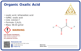 99.6% Pure Oxalic Acid Dihydrate for Industrial Use (CAS 144-62-7), CAS 144-62-7 — chemical product label