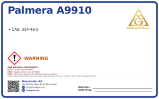 PALMERA A9910 (CAS 334-48-5), CAS 334-48-5 — chemical product label
