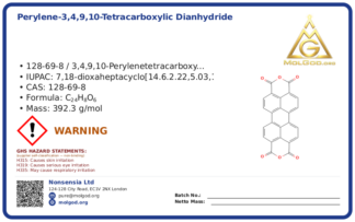 Perylene-3,4,9,10-tetracarboxylic dianhydride (CAS 128-69-8), CAS 128-69-8 — chemical product label