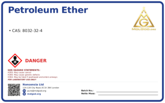 Petroleum ether (CAS 8032-32-4), CAS 8032-32-4 — chemical product label