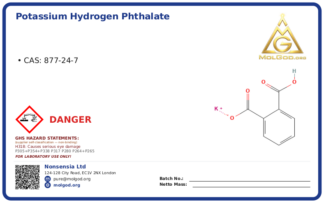Potassium Hydrogen Phthalate CAS No 877-24 (CAS 877-24-7) — Xilong Scientific, CAS 877-24-7 — chemical product label