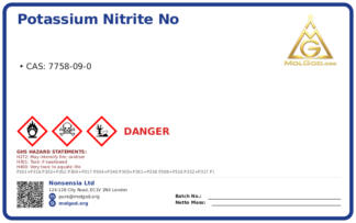 Potassium Nitrite CAS No 7758-09 (CAS 7758-09-0) — Xilong Scientific, CAS 7758-09-0 — chemical product label