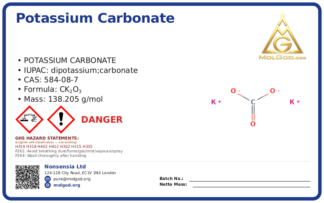 Potassium carbonate (CAS 584-08-7), CAS 584-08-7 — chemical product label