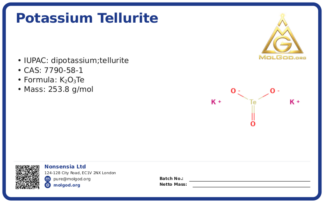 Potassium tellurite (CAS 7790-58-1), CAS 7790-58-1 — chemical product label
