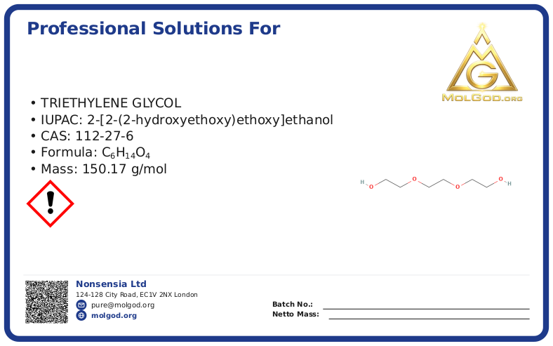 Triethylene Glycol (CAS 112-27-6), CAS 112-27-6 — chemical product label