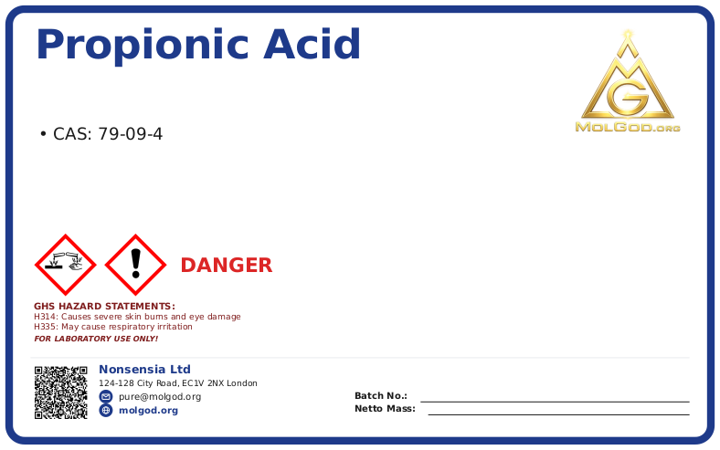 Propionic Acid (PA) Multi (CAS 79-09-4), CAS 79-09-4 — chemical product label