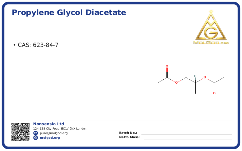 Propylene Glycol Diacetate (CAS 623-84-7), CAS 623-84-7 — chemical product label