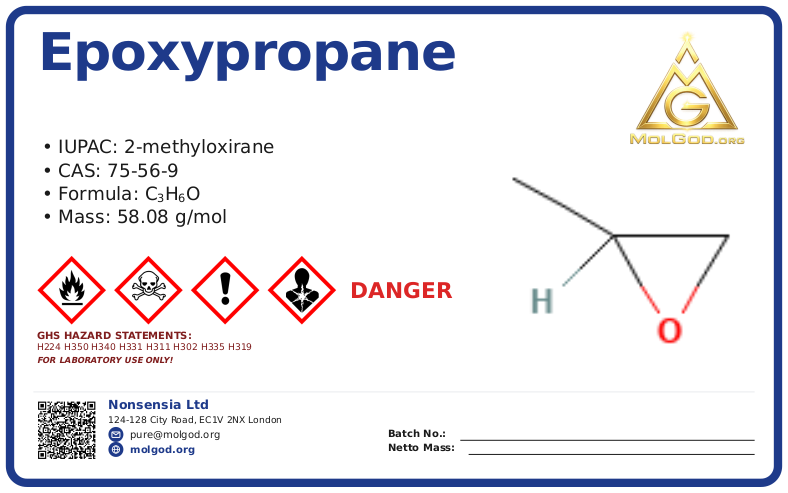 Propylene Oxide (CAS 75-56-9), CAS 75-56-9 — chemical product label