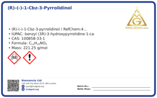 (R)-(-)-1-Cbz-3-pyrrolidinol (CAS 100858-33-1), CAS 100858-33-1 — chemical product label