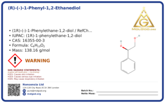 (R)-(-)-1-Phenyl-1,2-ethanediol (CAS 16355-00-3), CAS 16355-00-3 — chemical product label