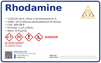 Rhodamine 6G (CAS 989-38-8), CAS 989-38-8 — chemical product label