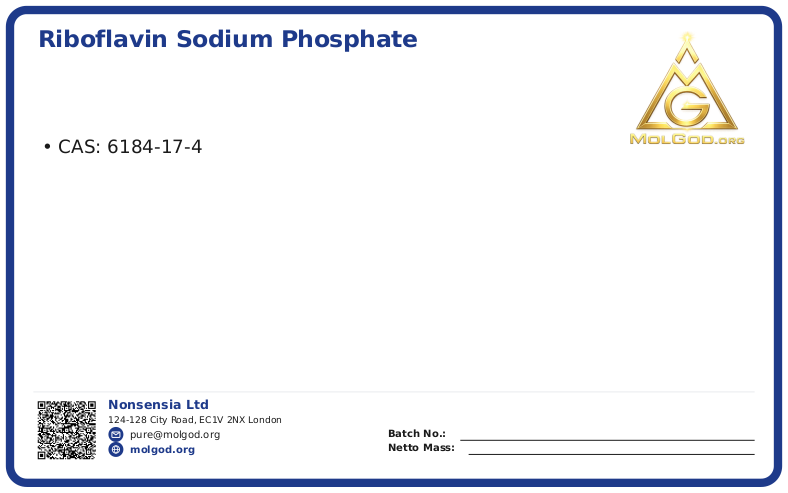 Riboflavin Sodium Phosphate (CAS 6184-17-4) — Xilong Scientific, CAS 6184-17-4 — chemical product label