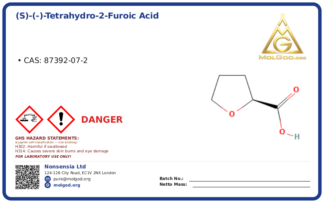 (S)-(-)-Tetrahydro-2-furoic acid (CAS 87392-07-2), CAS 87392-07-2 — chemical product label