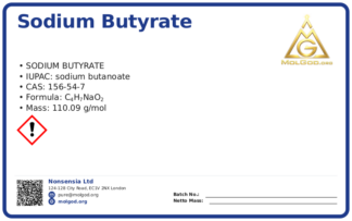 Sodium butyrate (CAS 156-54-7), CAS 156-54-7 — chemical product label