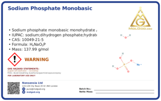 Sodium phosphate monobasic monohydrate (CAS 10049-21-5), CAS 10049-21-5 — chemical product label