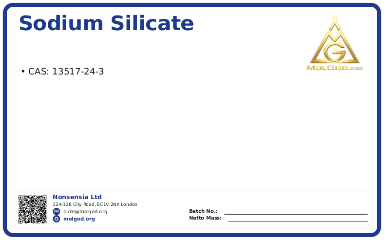 Sodium silicate (CAS 13517-24-3), CAS 13517-24-3 — chemical product label