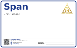 Span (CAS 1338-39-2), CAS 1338-39-2 — chemical product label