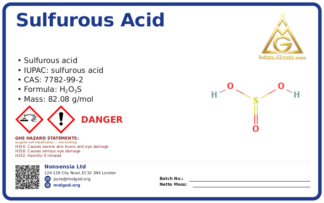 Sulfurous Acid (CAS 7782-99-2), CAS 7782-99-2 — chemical product label