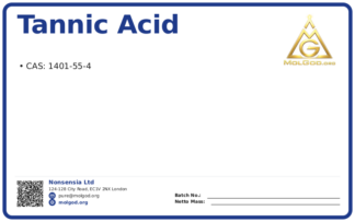 Tannic acid (CAS 1401-55-4), CAS 1401-55-4 — chemical product label
