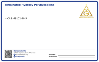 Terminated Hydroxy Polybutadiene HTPB (Butyl Hydroxyl Gum) from China manufacturer (CAS 69102-90-5), CAS 69102-90-5 — chemical product label