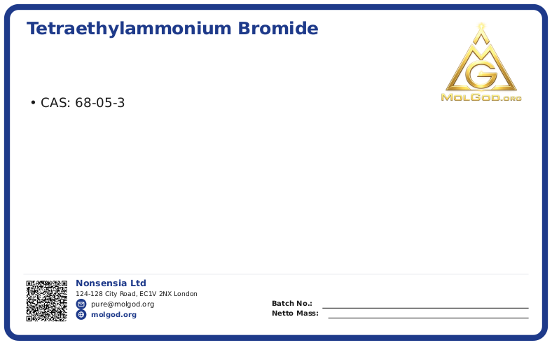 Tetraethylammonium bromide (CAS 68-05-3), CAS 68-05-3 — chemical product label