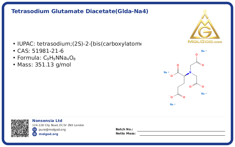 Tetrasodium Glutamate Diacetate(GLDA-Na4) (CAS 51981-21-6), CAS 51981-21-6 — chemical product label