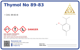 Thymol CAS No 89-83 (CAS 89-83-8) — Xilong Scientific, CAS 89-83-8 — chemical product label