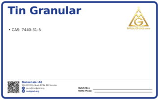 Tin granular (CAS 7440-31-5), CAS 7440-31-5 — chemical product label