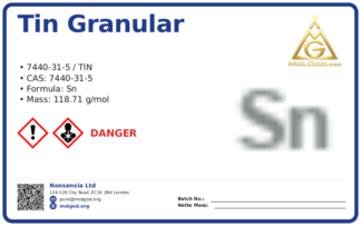 Tin granular (CAS 7440-31-5), CAS 7440-31-5 — chemical product label
