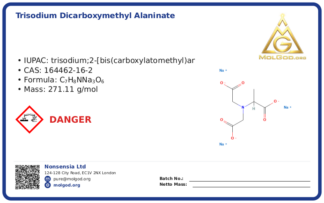 Trisodium Dicarboxymethyl Alaninate (MGDA-Na3) (CAS 164462-16-2), CAS 164462-16-2 — chemical product label