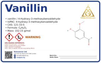 Vanillin (CAS 121-33-5), CAS 121-33-5 — chemical product label