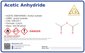 acetic anhydride (CAS 108-24-7) — Safety Data Sheet, CAS 108-24-7 — chemical product label