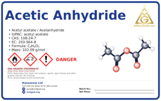 acetic anhydride (CAS 108-24-7) — chemical product label