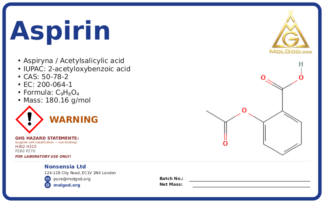 aspirin (acetylsalicylic acid) (CAS 50-78-2) — Safety Data Sheet, CAS 50-78-2 — chemical product label
