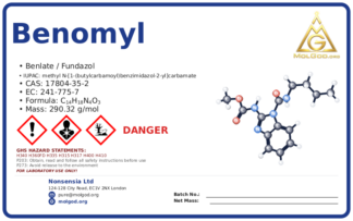 benomyl (CAS 17804-35-2) — Safety Data Sheet, CAS 17804-35-2 — chemical product label