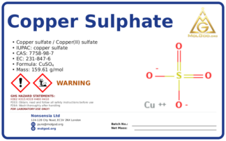 copper sulphate (CAS 7758-98-7) — Safety Data Sheet, CAS 7758-98-7 — chemical product label