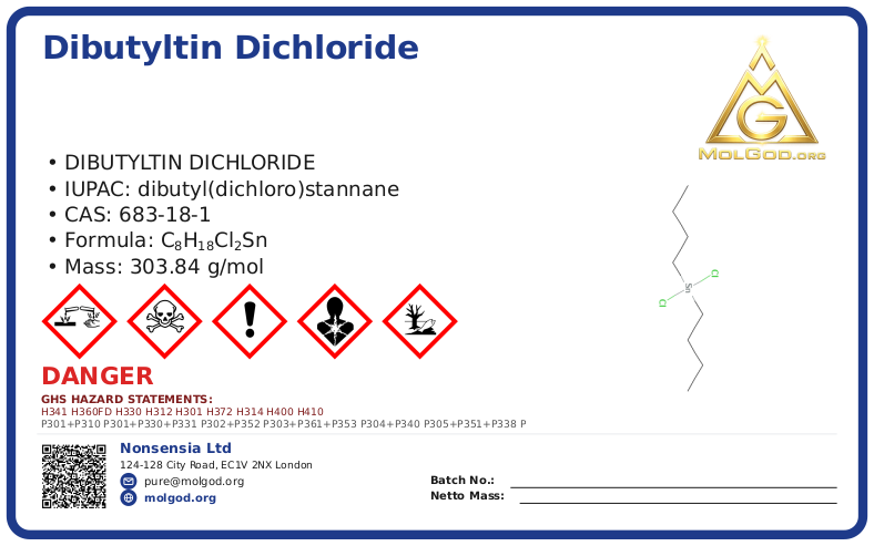 dibutyltin dichloride (CAS 683-18-1) — Safety Data Sheet, CAS 683-18-1 — chemical product label