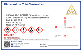 dichromium tris(chromate) (CAS 24613-89-6) — Safety Data Sheet, CAS 24613-89-6 — chemical product label