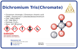 dichromium tris(chromate) (CAS 24613-89-6) — Safety Data Sheet, CAS 24613-89-6 — chemical product label