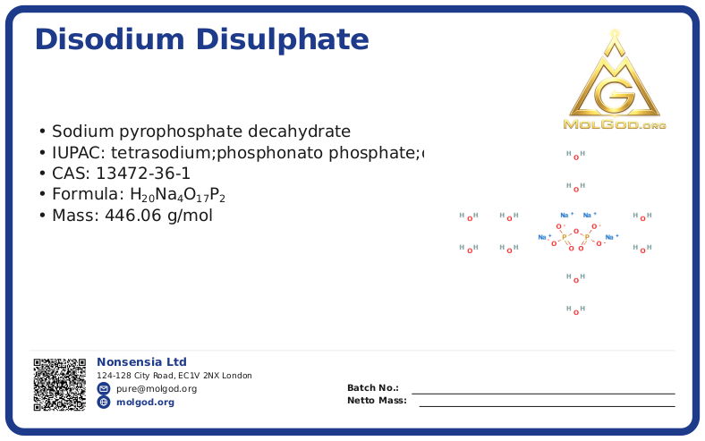disodium disulphate (CAS 13472-36-1), CAS 13472-36-1 — chemical product label