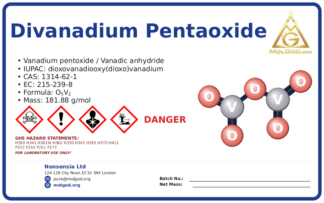 divanadium pentaoxide (CAS 1314-62-1) — Safety Data Sheet, CAS 1314-62-1 — chemical product label