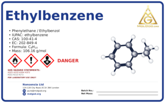 ethylbenzene (CAS 100-41-4) — Safety Data Sheet, CAS 100-41-4 — chemical product label