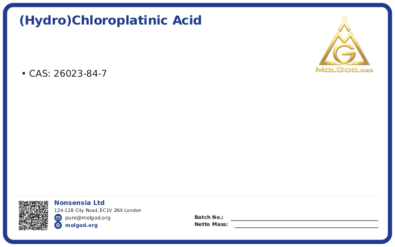 (hydro)chloroplatinic acid (CAS 26023-84-7), CAS 26023-84-7 — chemical product label