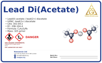 lead di(acetate) (CAS 301-04-2) — Safety Data Sheet, CAS 301-04-2 — chemical product label